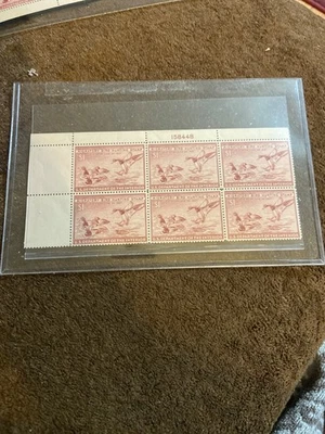 USA 1946 Federal Duck Stamp $1.00 Black Scott #RW13 MNH Rare Plate Block of 6 - Image 1 of 2