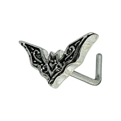 Bat Nose Stud 20g (0,8 mm) Bat Top 316L Acciaio Chirurgico Naso L Curva Alta ... - Immagine 1 di 4