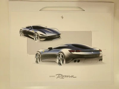 FERRARI ROMA Lithograph - Design Sketch - brochure Prospekt - Image 1 of 4