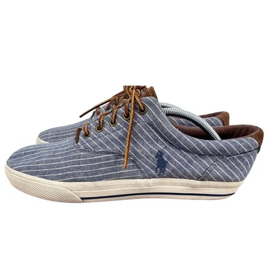 Polo Ralph Lauren Men Boat Shoes Size 12D Vaughn Canvas Stripe Preppy Coastal - Image 1 of 4