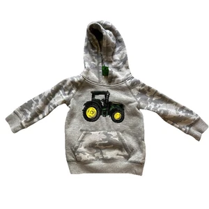 John Deere Niños Pequeños 3T Gris Camuflaje Pullover Sudadera con Capucha Tractor Granja - Imagen 1 de 4