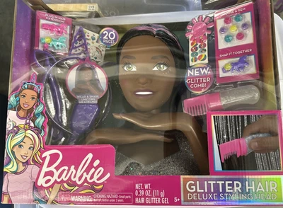 Barbie Glitter Hair Deluxe Styling Head 20 pcs  Accessories Doll Toys New  - Image 1 of 4