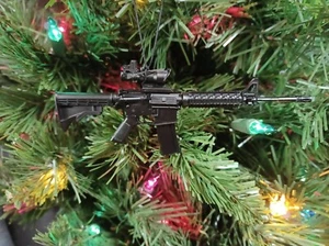 AR15 Rifle Christmas Ornament Black- Gifts for Hunters, Veterans, Gun Lovers - Picture 1 of 3