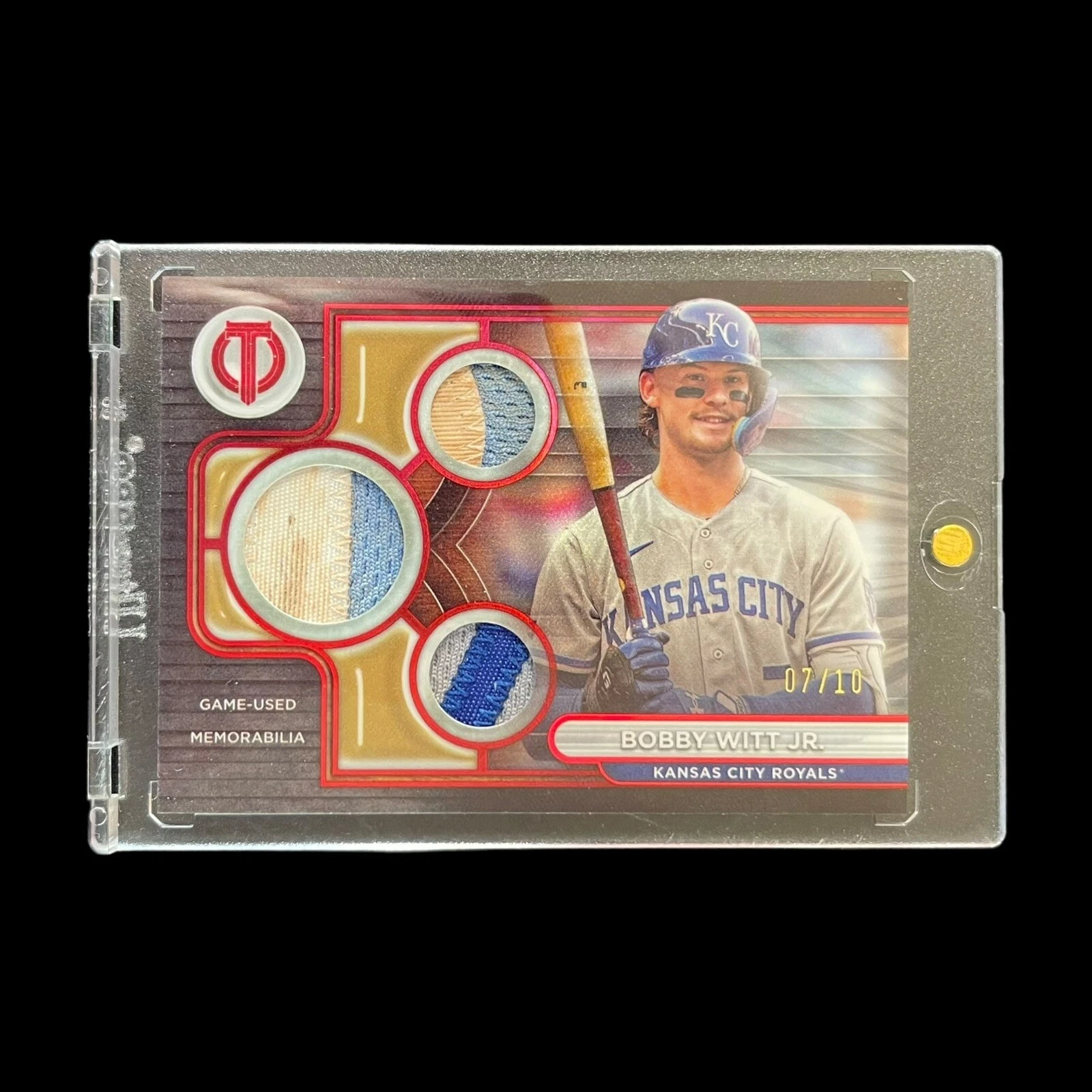 2024 TOPPS TRIBUTE Bobby Witt Jr. Game Used Triple Relic JERSEY NUMBER 07/10 RED