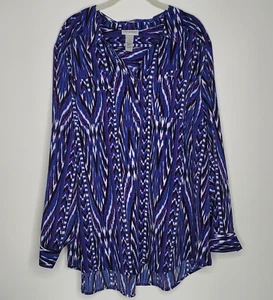 Catherines Womens Blouse Top Shirt Plus Size 2X 22/24W NEW Collared Long Sleeve - Picture 1 of 8