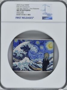 NGC MS70 FR 2023 Chad Starry Night Fine Art Crossover Silver coin 1Oz + 14Oz Cu