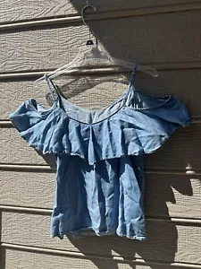 Camiseta sin mangas informal de mezclilla azul marino antigua para mujer talla boho EE. UU. M - Imagen 1 de 2