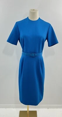 VTG 60s royal blue knit MOD GoGo polyester Richard Harwood dress belted - Image 1 of 4