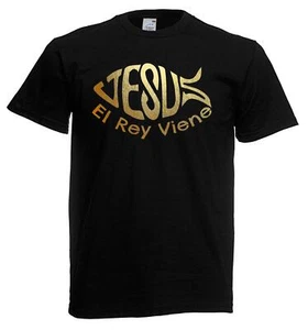 Mens Jesus el Rey Viene The King is Coming Christian Boxing Unisex Black T-Shirt - Picture 1 of 8