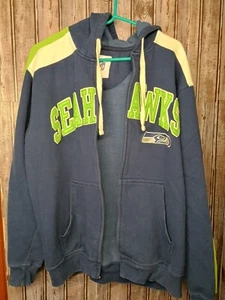 Seattle Seahawks NFL Sudadera con Capucha Cremallera Azul Para Hombres Grande *Falta Cremallera - Imagen 1 de 11
