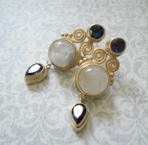 Sajen Sterling Silver Moonstone Amethyst Iolite Earrings  RE44BB26 - Picture 1 of 10