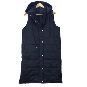 Black Hooded Polyester Down Puffer Gilet Jacket Women Size UK Large - Picture 1 of 10