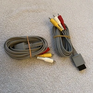 2 x Official Genuine Nintendo Wii Scart Cable AV TV Wire RCA Composite Leads! - Picture 1 of 4