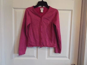 EUC Talbots kids girls sweater size 12 pink metallic long sleeve button down * - Picture 1 of 4