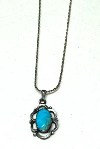 Colgante de plata de ley con piedra azul cadena tono plata 15" - Imagen 1 de 4