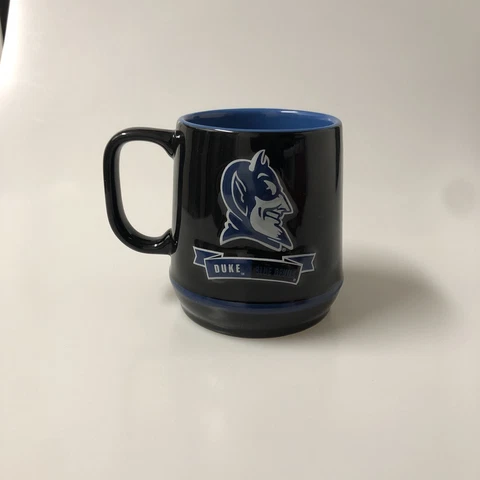 Duke Blue Devils Blue Ceramic Coffee Cup Mug Raised Embossed Mascot 12 fl oz Cover