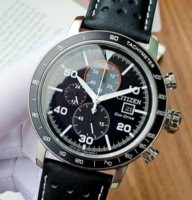 Citizen Brycen Black Leather Band Eco-Drive Men's Watch CA0649-14E - Image 1 of 4