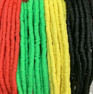 String of Clay Polymer Rasta coloured beads, 4 mm Beads, App. 300 p string CP70 - Image 1 of 4