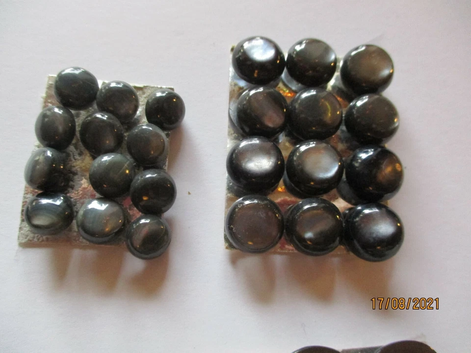 12x Perlmutt-Knopf, halbrund, 1,2/1/0,8 cm, Öse, neu, grau-blau, Miniknopf 0,8cm - Bild 1 von 1