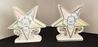 Pair Hand Painted Porcelain Vases Masonic Order Of The Eastern Star OES Planters