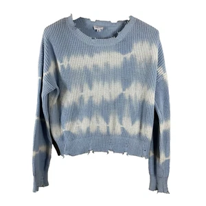Le Lis Women's Sweater Blue Tie Dye Distressed Beach Crew Neck Pullover Size L - Imagen 1 de 8