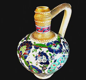 SUPERB, RARE LARGE FISCHER J. ISLAMIC INFLUENCE ISNIK EWER - Picture 1 of 17