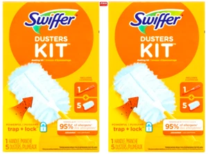 Swiffer Trap +Lock Starter Kit, 1 Handle, 5 Dusters-Lot of 2=2Handle, 10 Dusters - Picture 1 of 3