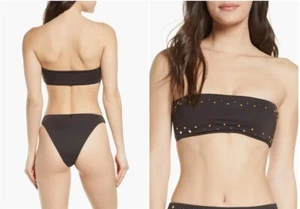 NWT Dolce Vita XL Black Stella Studded Bandeau Bikini Swim Top 119287 - Picture 1 of 2