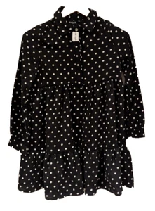 Kidpik Black long sleeve polka dot tired ruffle swing dress girls Sz 10 NWT - Picture 1 of 6