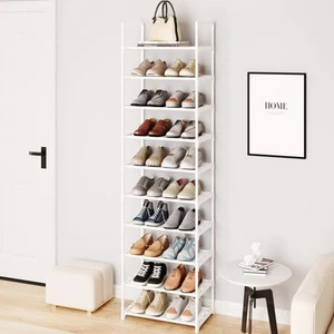 10-Tier Entryway Tall Shoe Rack Organizer Shoe Shelf Large Cabinet Storage White - Picture 1 of 5