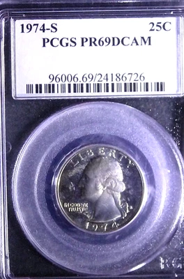 1974-S  25C PCGS PR69DCAM - Image 1 of 2