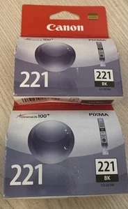 Canon CLI-221 Black Ink Cartridge CLI-221BK 2946B001 Genuine Set Of 2 - Picture 1 of 4