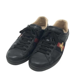 GUCCI 429446 ACE BEE Low-Top Sneakers Black Size 8 Men's - Picture 1 of 9
