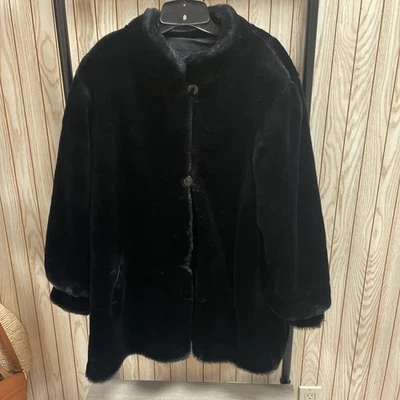 Abrigo reversible de piel sintética vintage Marvin Richards J Percy negro para mujer XLP EE. UU. Foto 1 de 4
