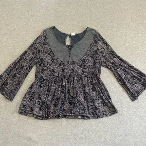 Anthropologie Akemi Top Women’s Small Kin Blue Bell Sleeve Peasant - Picture 1 of 10