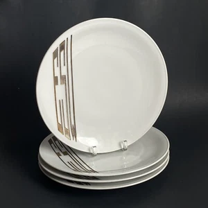Dorothy Thorpe Porcelain Dinner Plates Carved Monogram White Silver Germany 4pc - Picture 1 of 16
