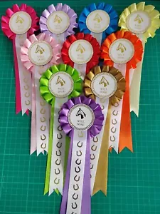 10 rosetas bien hechas con cabeza de caballo de 1 nivel con cola impresa de zapatilla de caballo CORREO GRATUITO - Imagen 1 de 2