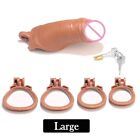 Realistic Peni Male Chastity Cage Device V2.0/3.0 Anti-Cheating Lock With 4 Ring
