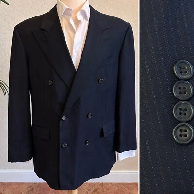 CHAQUETA HICKEY FREEMAN DOBLE BOTONADURA TALLA 44 VINTAGE TASMANIA 120s BLAZER AZUL MARINO Foto 1 de 4