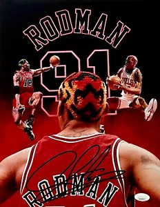 DENNIS RODMAN Autograph SIGNED 11X14 Chromium BULLS PHOTO JSA WITNESS CERTIFIED - Picture 1 of 9