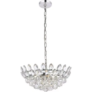 Chandelier Light Fixture Crystal Pendant Chrome Living Dining Room Lighting 18in - Picture 1 of 9