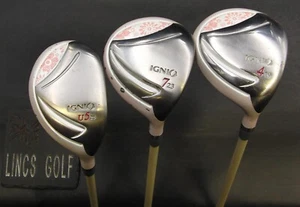 Set of 3 Ladies Ignio 19° 4 + 23° 7 Woods 25° 5 Hybrid Ladies Graphite Shafts - Picture 1 of 6