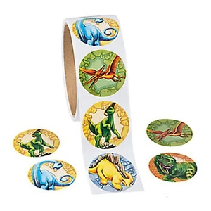 Dinosaur Party Stickers T Rex Stegosaurus Party Favours Pack of 50 Free Postage - Picture 1 of 3
