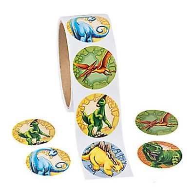 Dinosaur Party Stickers T Rex Stegosaurus Party Favours Pack of 50 Free Postage - image 1 of 3