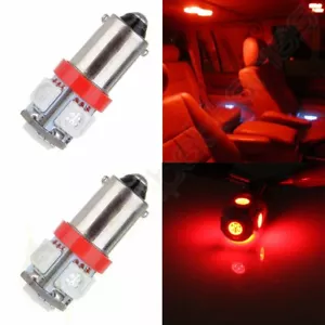 2X For Ford BA9S H6W 12V 5-5050-SMD LED Wedge Side Light Lamp Red Map/Dome Bulb - Picture 1 of 6