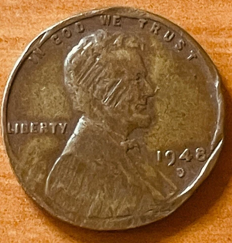 1948D Lincoln Head Wheat Penny Multiple Mint Errors Front Rim Back Cover