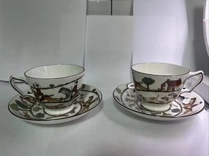 Crown Stafforshire Hunting Scenes Cup & Saucer 2 - Picture 1 of 10