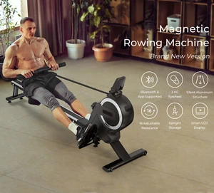 350 LBS Magnetic Rowing Machine Rower Exercise Cardio Adjusting Resistance BK - Picture 1 of 7