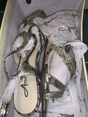 Annie Shoes Womens Aspen Espadrille Wedge Sandal Gold Snake Size 8.5 M - image 1 of 4