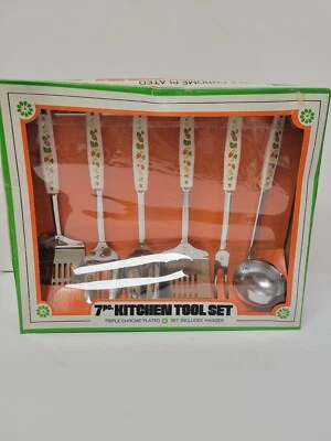 Rare Vintage Chrome Kitchen Tools Set NIB With Hanger - Image 1 of 4